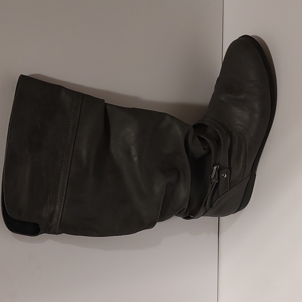 Grey mid calf boots